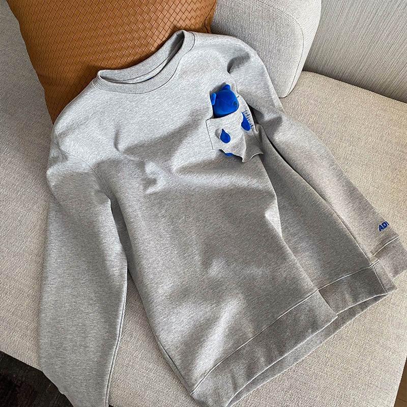 FOG ADER ERROR pocket three-dimensional bear Crewneck Grey/Black