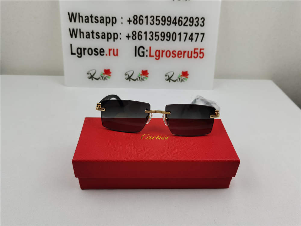 Cartier C Decor Brown Black Buffalo Horn Sunglasses