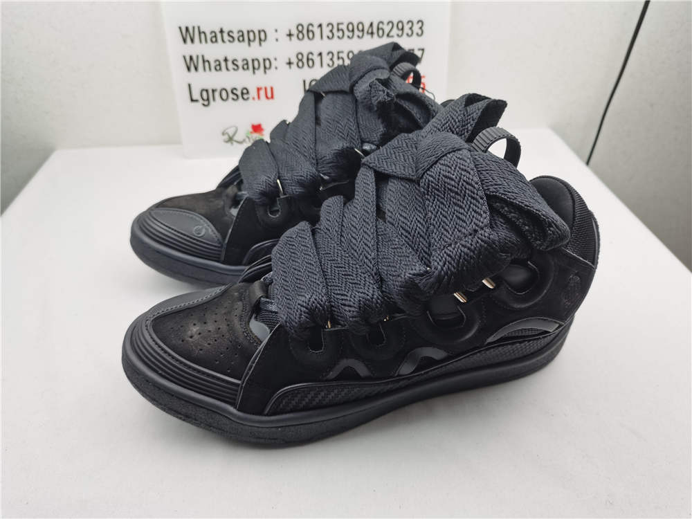 Lanvin Curb Triple Black Crinkled Sneakers